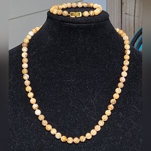Timeless Natural Picture Jasper Necklace and Bracelet Set